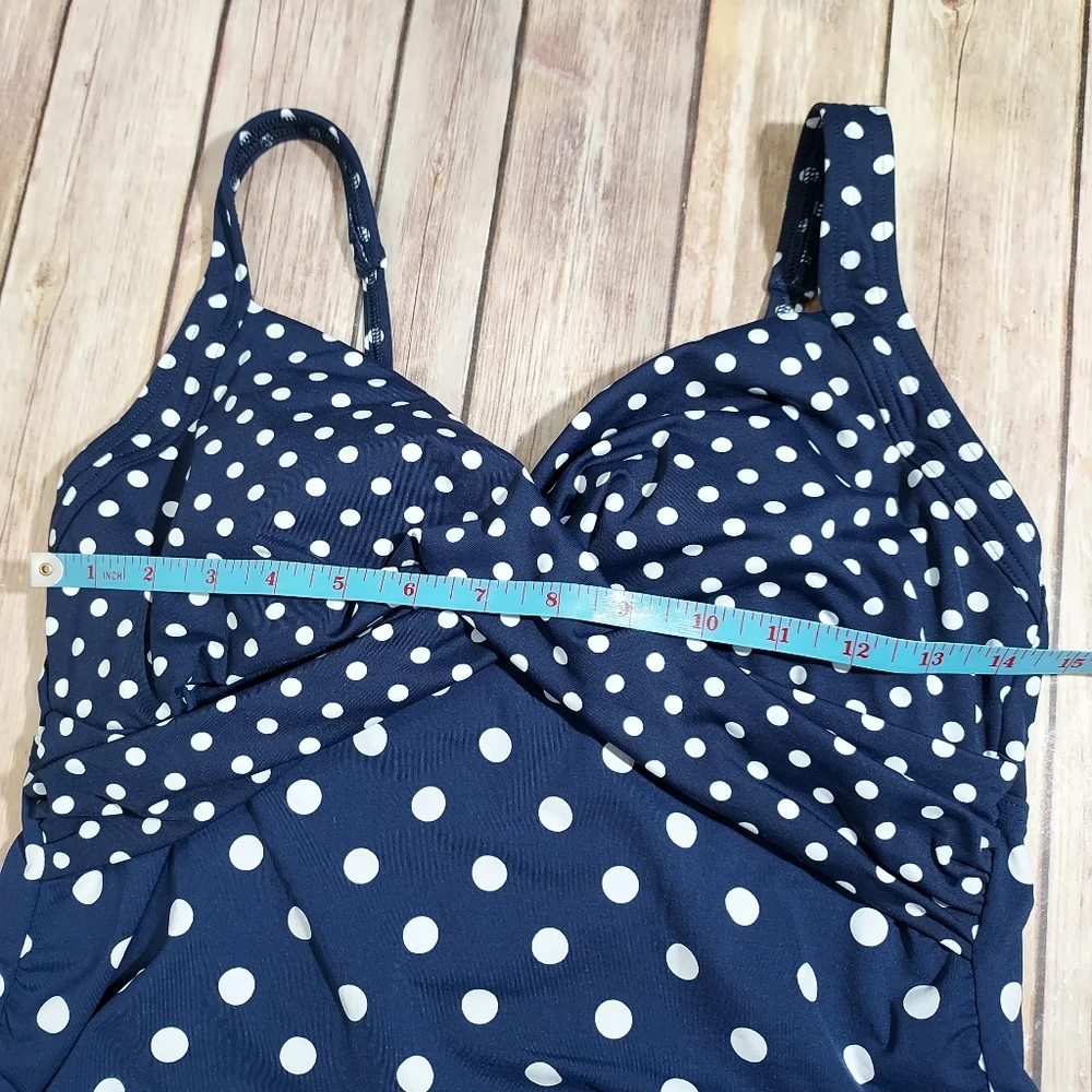 Lands End blue polka dot tankini top 10